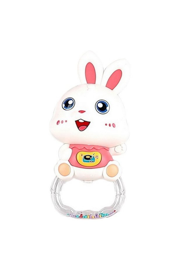 -Baby Musical Rattle Toy Bunny for Infants - Pink