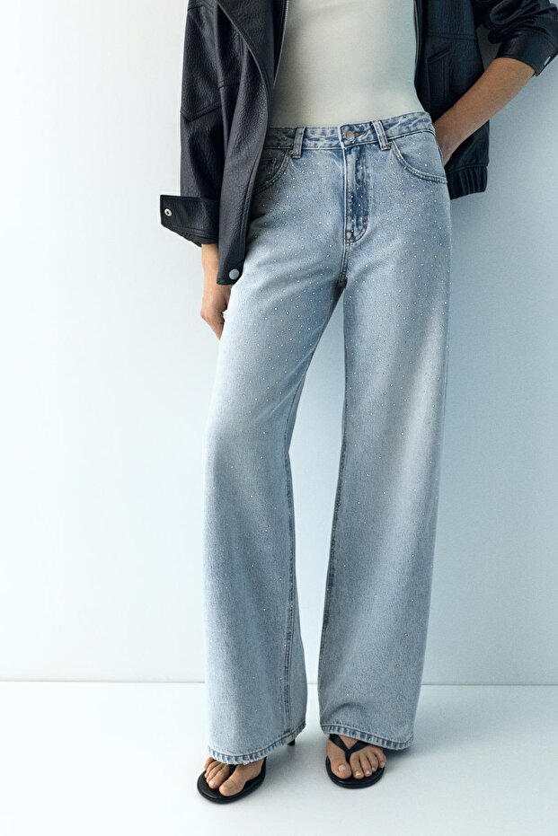 Baggy straight payetli jean - 2