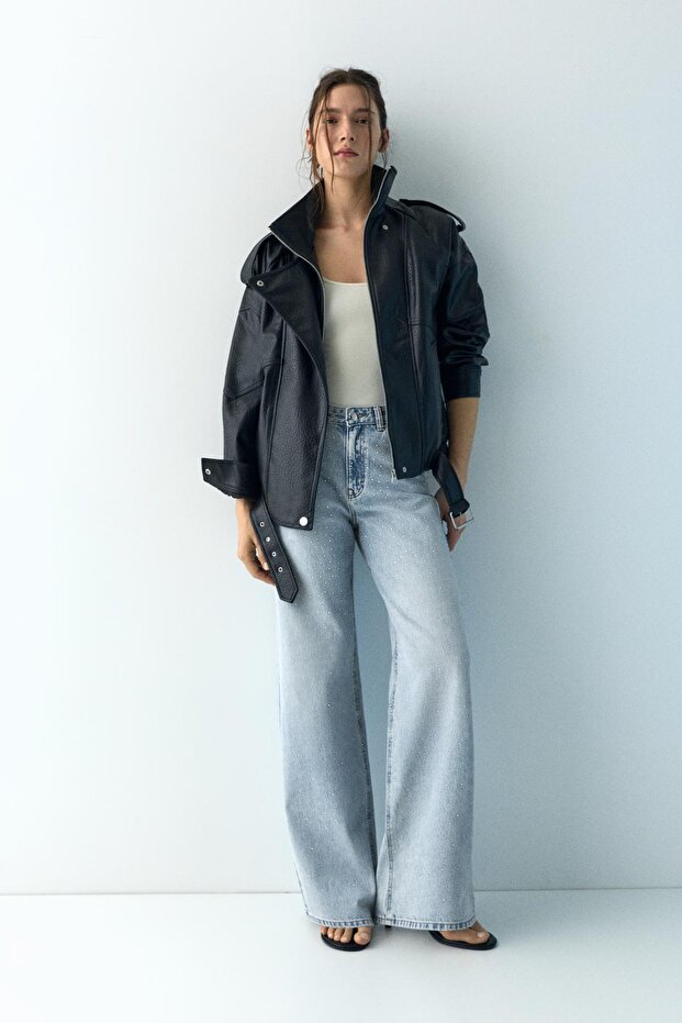 Baggy straight payetli jean - 1