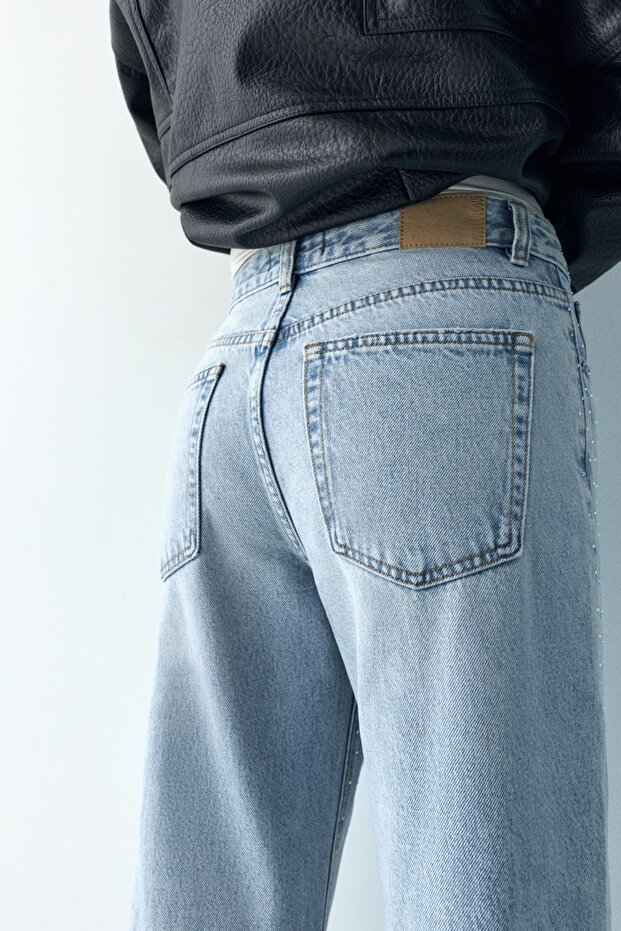 Baggy straight payetli jean - 4