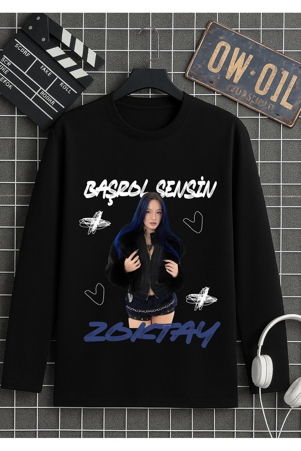 Manifest Grup Başrol Sensin Printed Long Sleeve T-Shirt Unisex 100% Cotton Breathable Fabric Organic