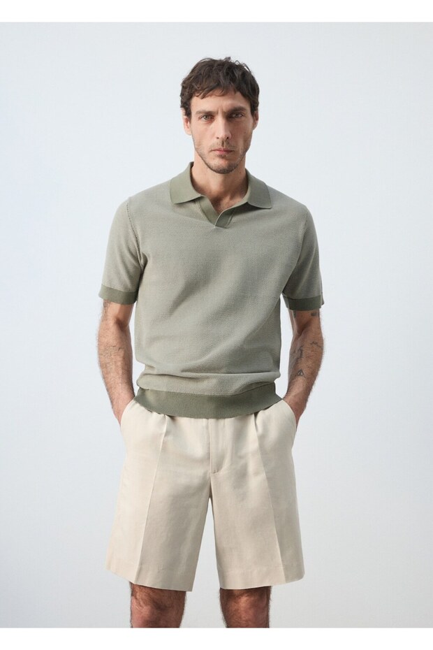 %100 pamuklu kombinli örme polo - 1