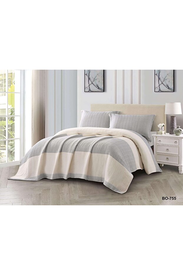 مفرش مظغوط كتان 4 قطع - 1