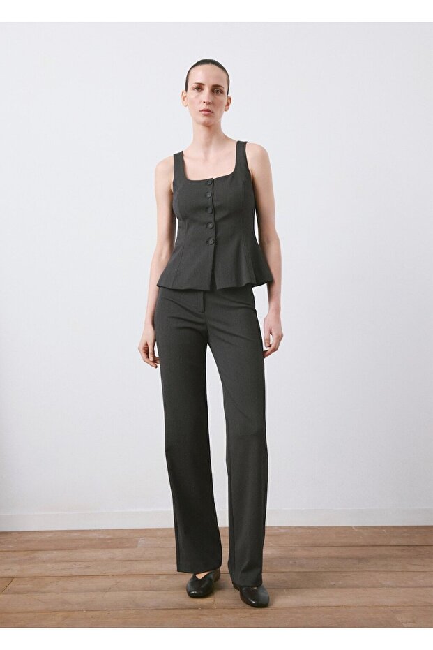 Düğmeli peplum yelek - 2