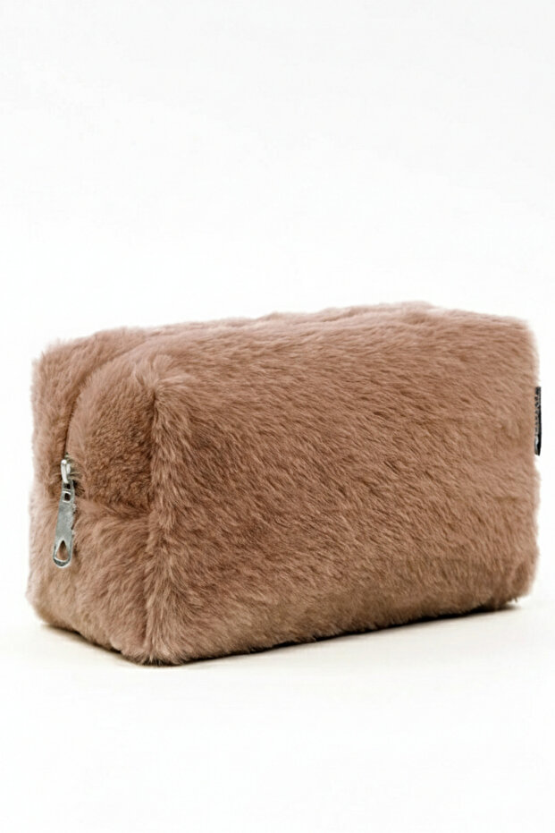 Soft Plush Textured Large Volume Makeup Bag with Zipper Functional Organizer Handheld Portfolio