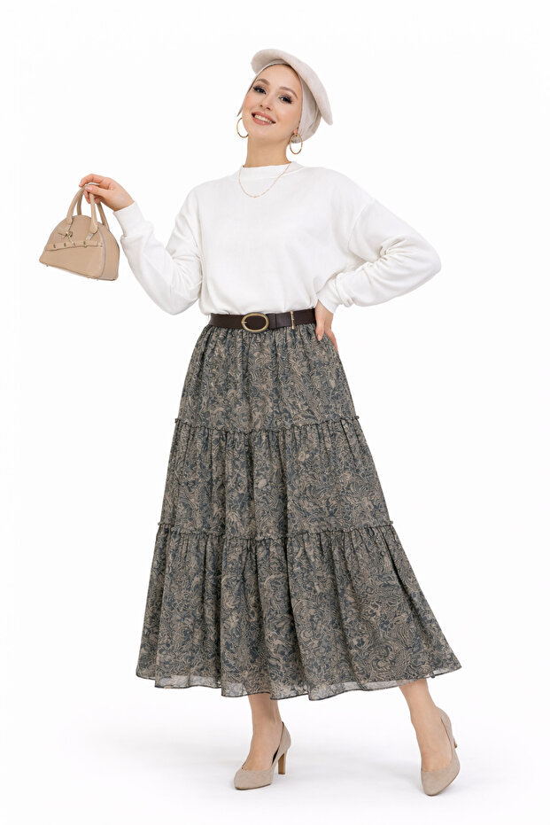 Paisley Patterned Layered Maxi Skirt – Boho Charm