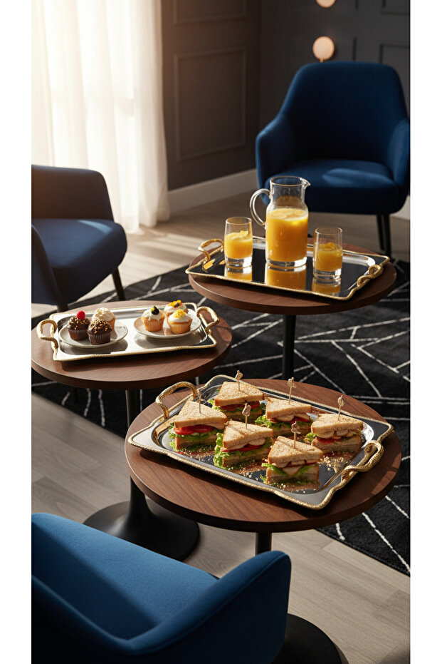 طقم صواني تباسي تقديم متعدد الاستخدامات - 5