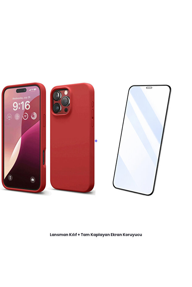 iPhone 16 Pro Max Launch Case + Full Coverage Antistatic Screen Protector Set - Red - 1