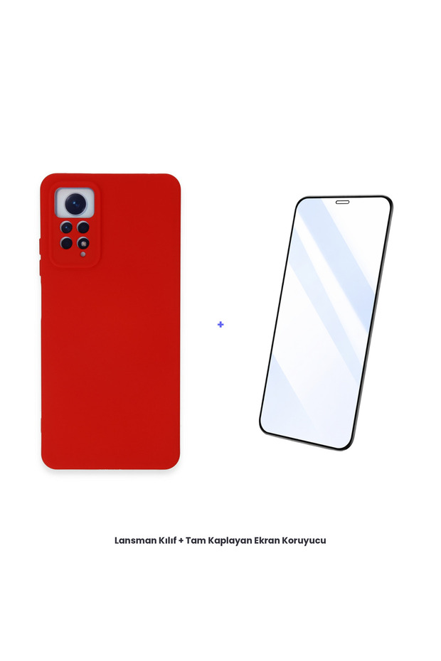 حافظة إطلاق Redmi Note 12 Pro 4G + مجموعة واقي شاشة كامل التغطية مضاد للكهرباء الساكنة - أحمر - 1