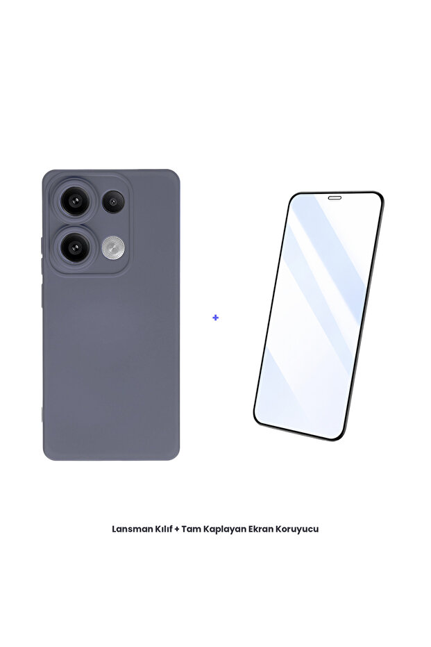 حافظة إطلاق Redmi Note 13 Pro 4G + مجموعة واقي شاشة مضاد للكهرباء الساكنة - رمادي - 1