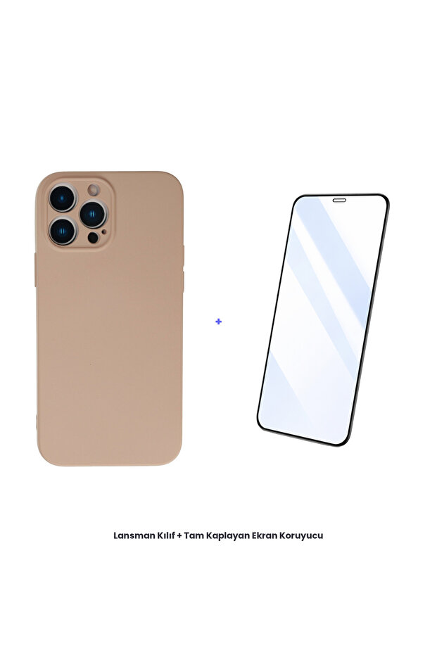 حافظة إطلاق نار لهاتف iPhone 13 Pro + مجموعة واقي شاشة كامل التغطية مضاد للكهرباء الساكنة - بودرة - 1