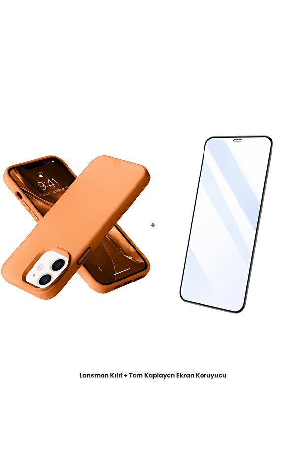 iPhone 12 Launch Case + Full Coverage Antistatic Screen Protector Set - Orange - 1