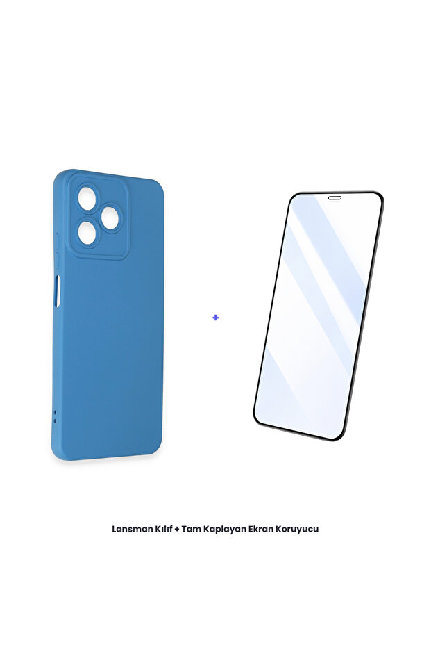 حافظة Realme C53 + مجموعة واقي شاشة مضاد للكهرباء الساكنة - أزرق - 1