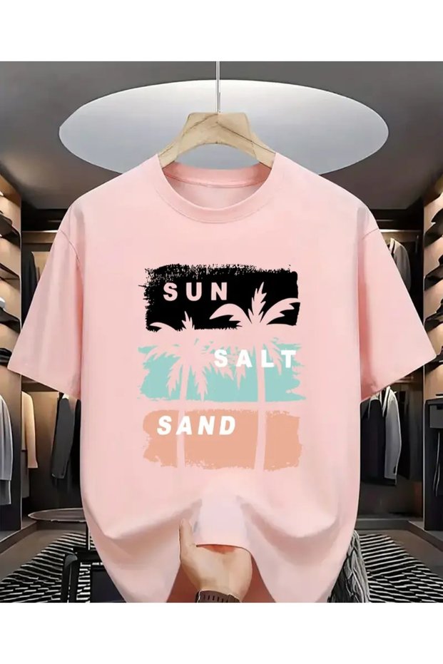 T-Shirt, Summer, Beach, Palm Tree, Printed, Everyday, Touristy, Comfortable, Cotton, Men's