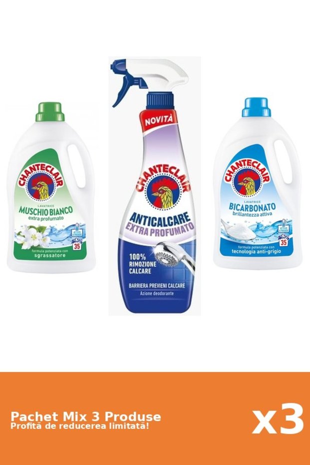 Set 3 Mix Chanteclair: 2 Detergent, 1 Anticalcar