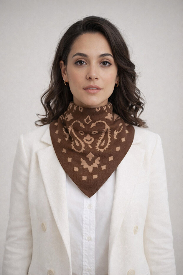 وشاح مثلث منسوج منقوش ذو وجهين - 2