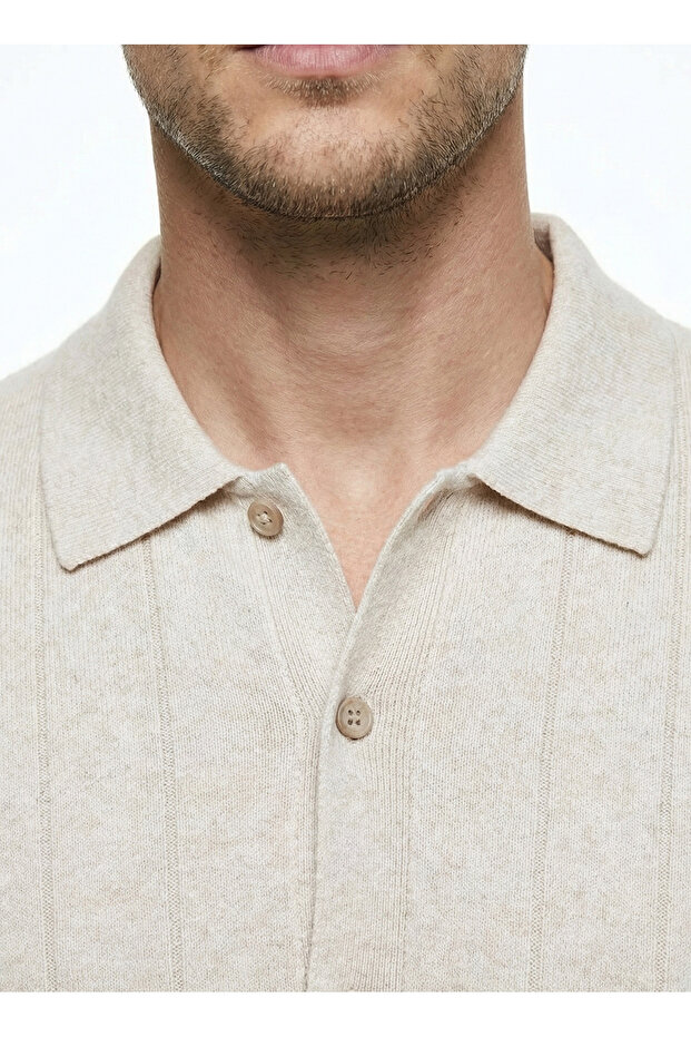 Triko Gömlek, 2XL, Bej - 4