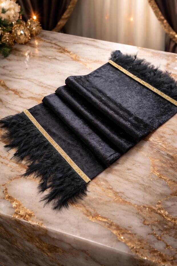 Taşlı Siyah Runner - 1