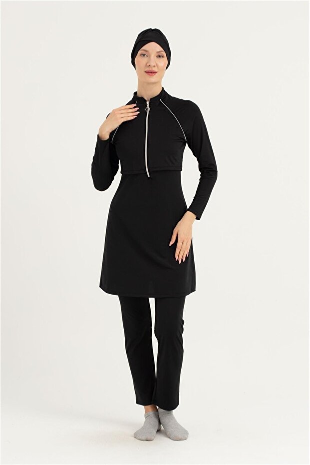 Women's Black Long Sleeve Hijab Swimsuit