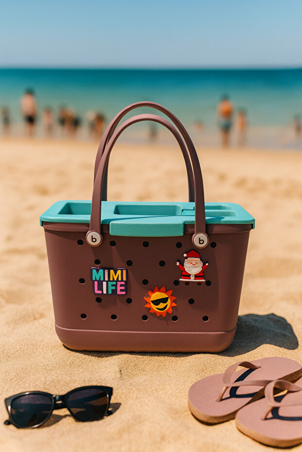 XL EVA Beach Tote Bag Set – Luxury Waterproof Summer Bag with Tray & Charms