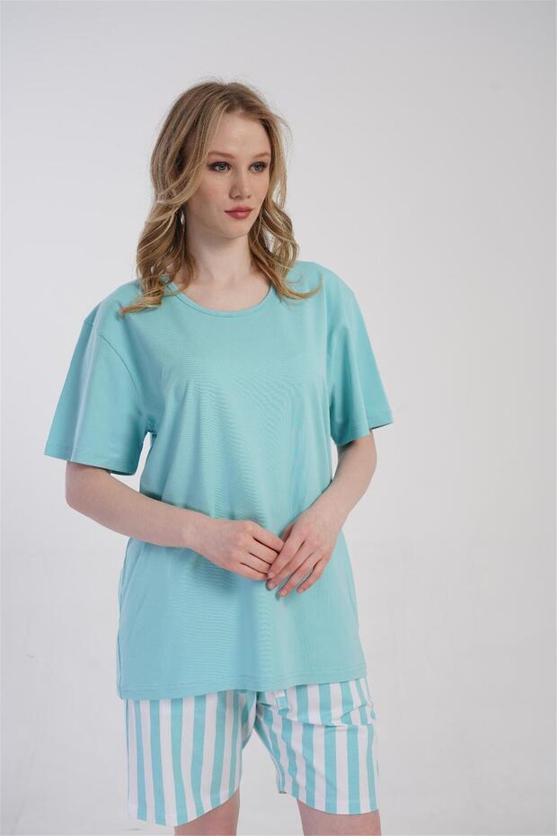Women's Aqua Green Short Sleeve Top