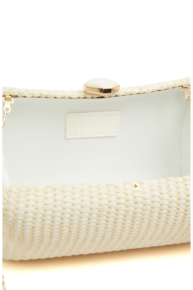 Bej Kadın Hasır Clutch - 5