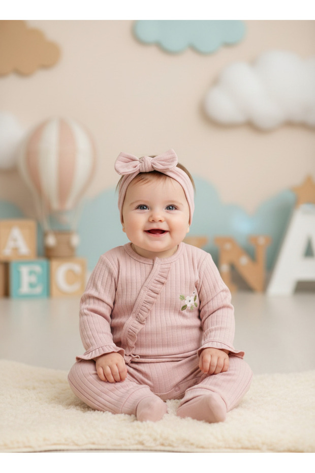 Floral Embroidered Bandana Girl's Jumpsuit