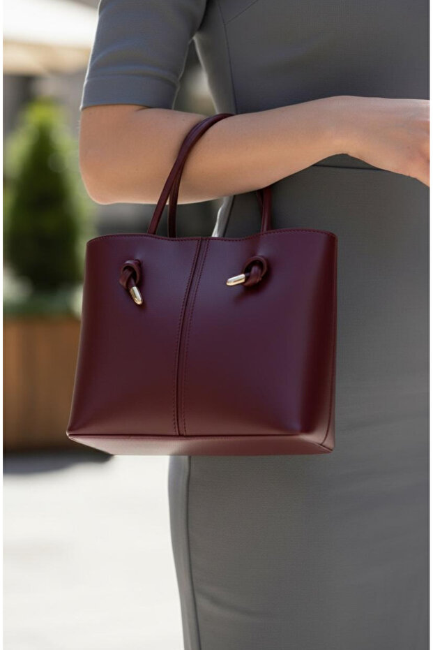 Women's Hand and Shoulder Bag with Lace Detail and Stitched Thin Straps