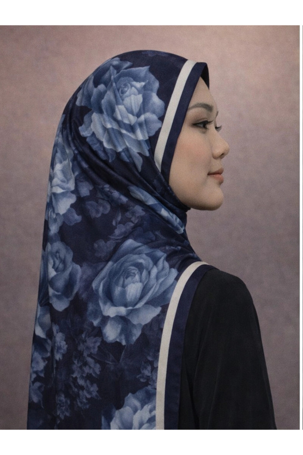 شال قطني ناعم من السلسلة الزرقاء الداكنة D6