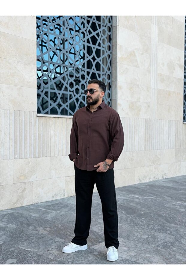 Modal Kumaş Oversize Basic Gömlek - 1