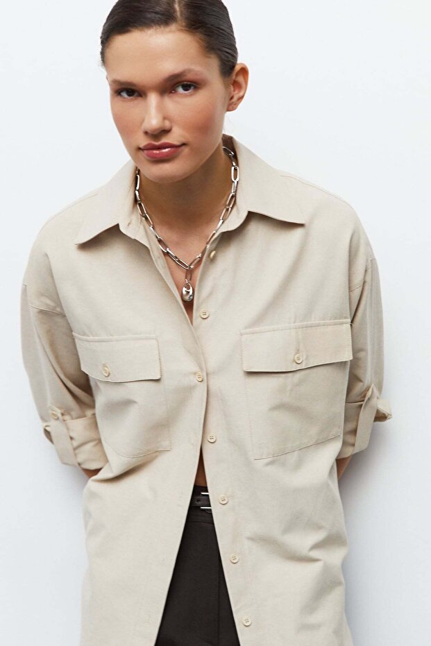 Cepli Oversize Gömlek - 3