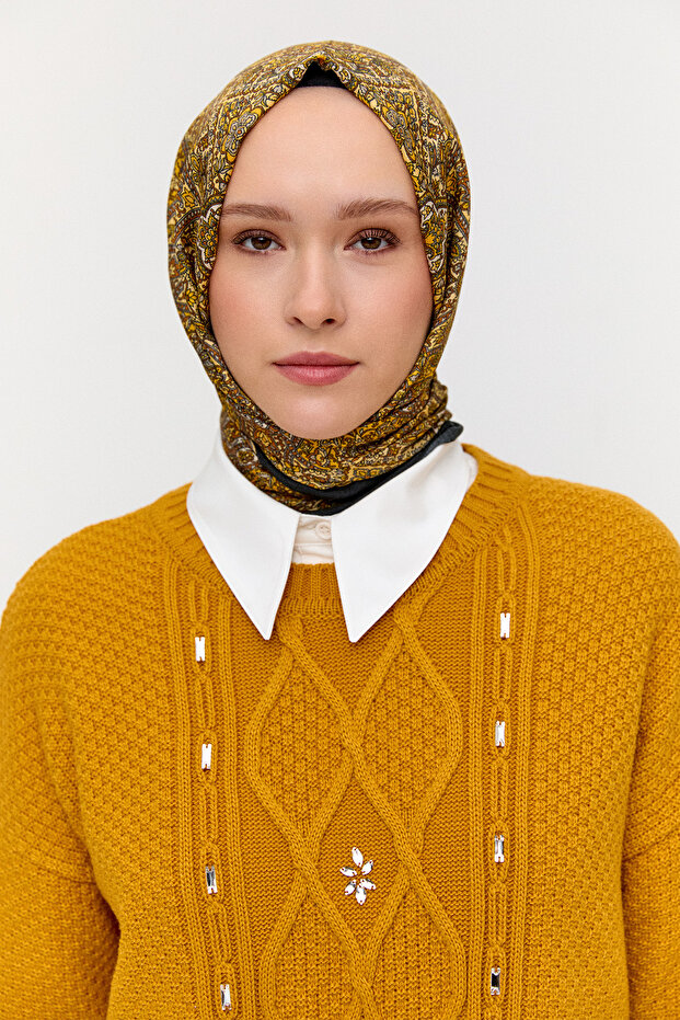 Monokrom Desenli Modal Şal - 1