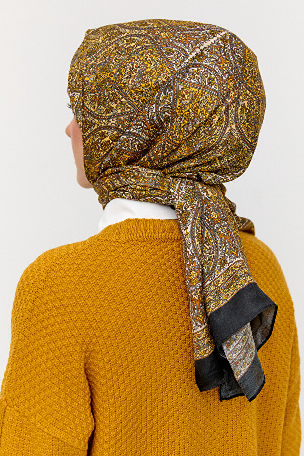 Monokrom Desenli Modal Şal - 4