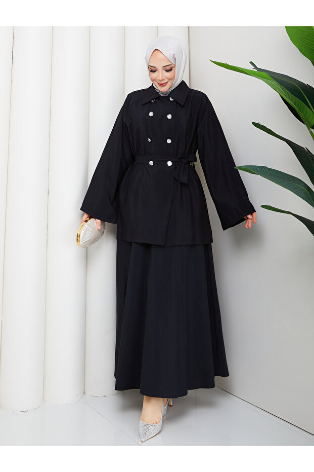 Double Buttoned Shirt & Skirt Hijab Set Rc9022