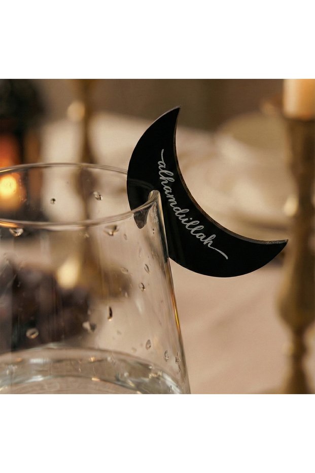 Set of 6 Acrylic Cup Ornaments with the Word Alhamdulillah Written on Them - Table Art Home Office Decor