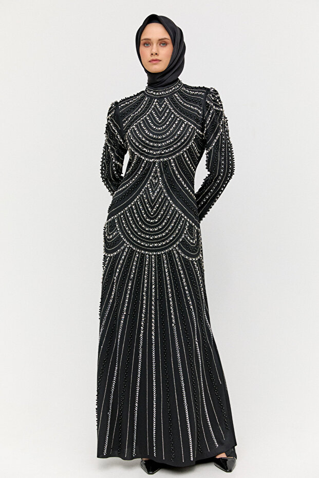 Taş İşlemeli Abiye Elbise - 3