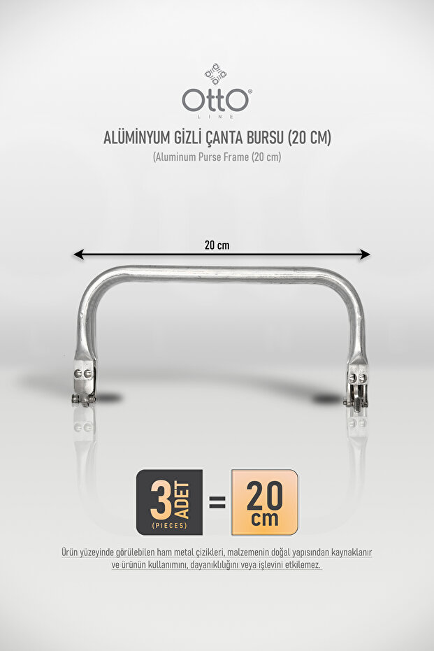 Hidden Metal Bag Attachment • 3 Pieces • 20 cm • Metal Bag Accessory • Bag Accessory