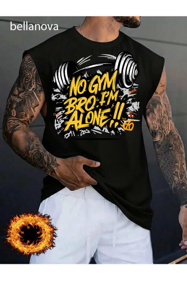 Limited Edition Design Raw Denim Themed Relaxed Fit Sleeveless T-Shirt