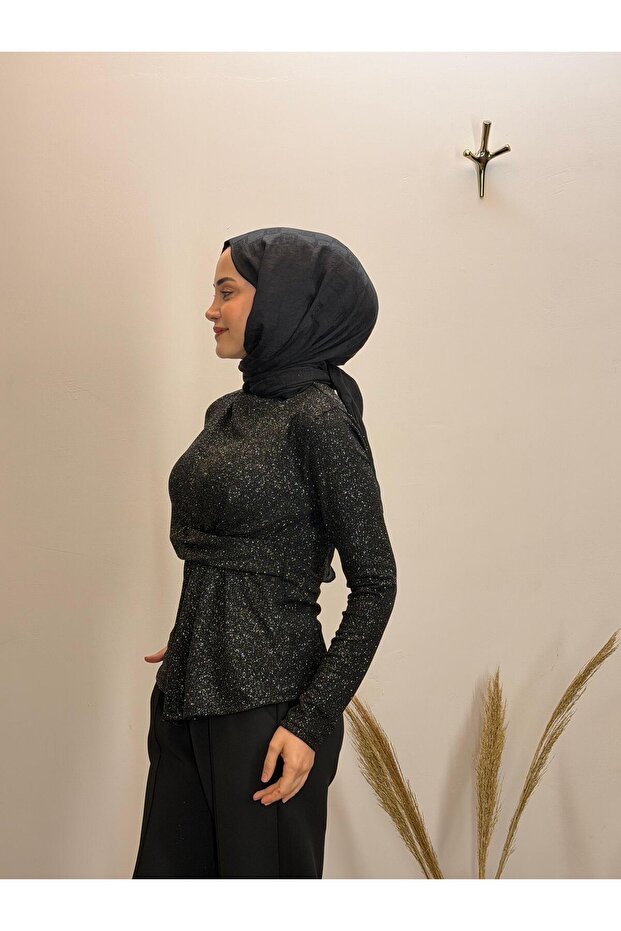 Simli Drapeli Bluz - 3