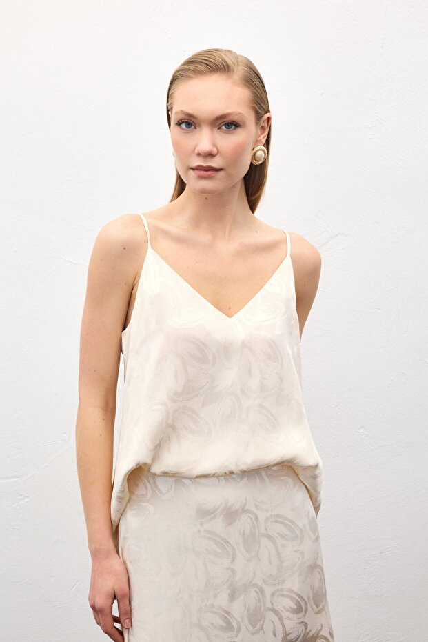 Lior Askılı Bluz - Bej - 5