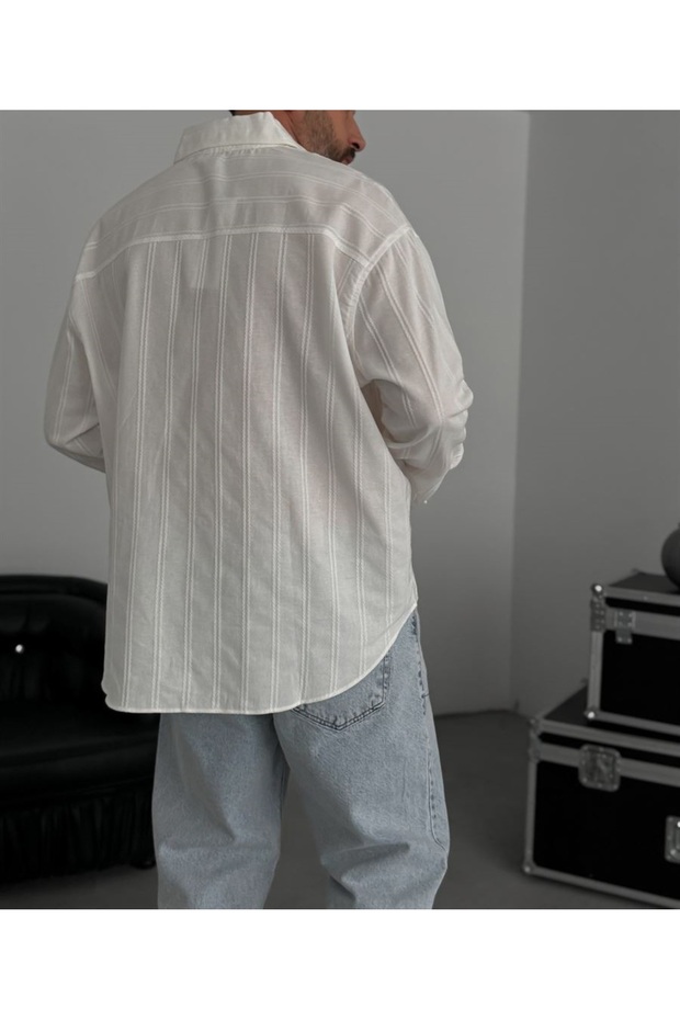Oversize Örme Keten Gömlek - 4