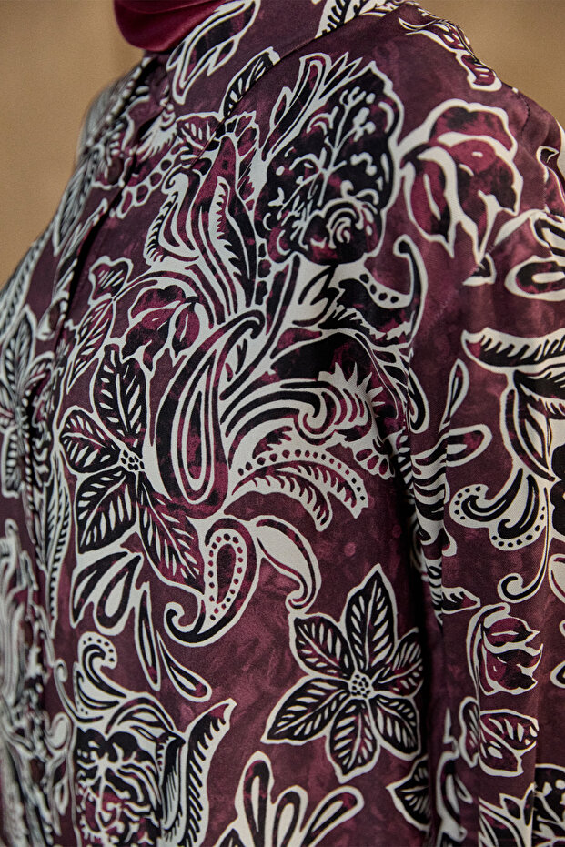 Çiçek Desenli Düğmeli Tunik - 5