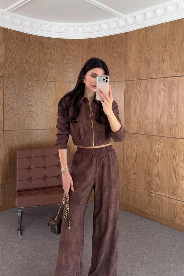 Set dublu maro brodat - 5