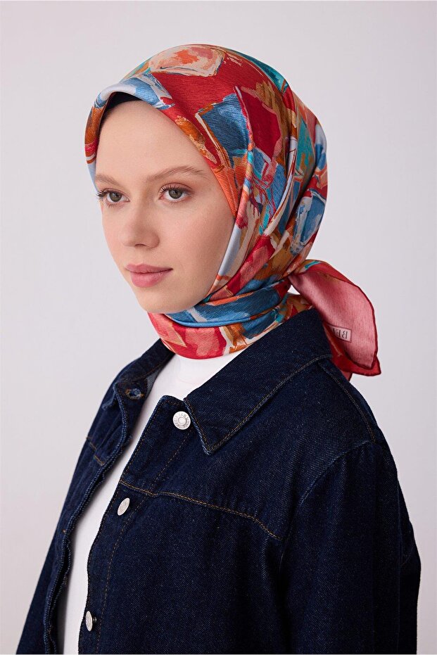 Tivil Pure Silk Scarf 4310 - 05 Red Pastel Pattern