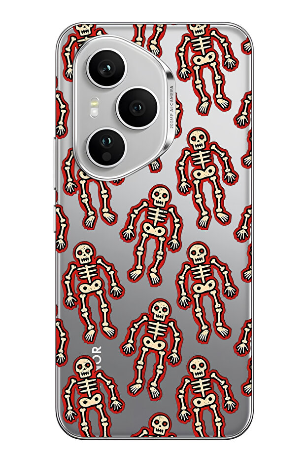 Honor 400 Pro Compatible Skeleton Patterned Transparent Phone Case - 1
