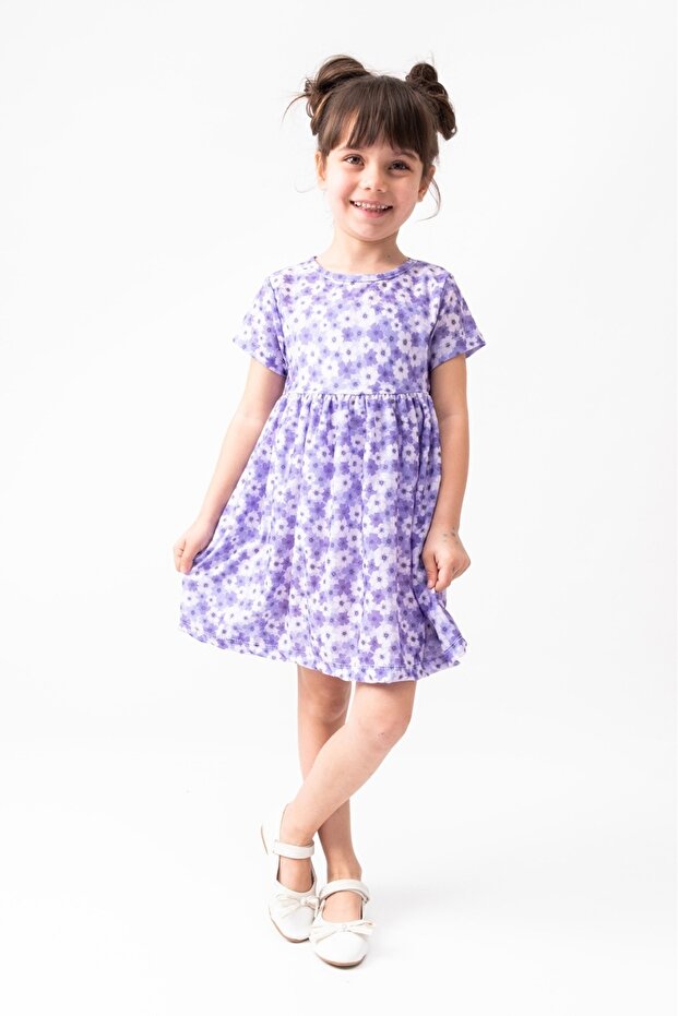 Summer Short Sleeve Girl's Printed Dress
