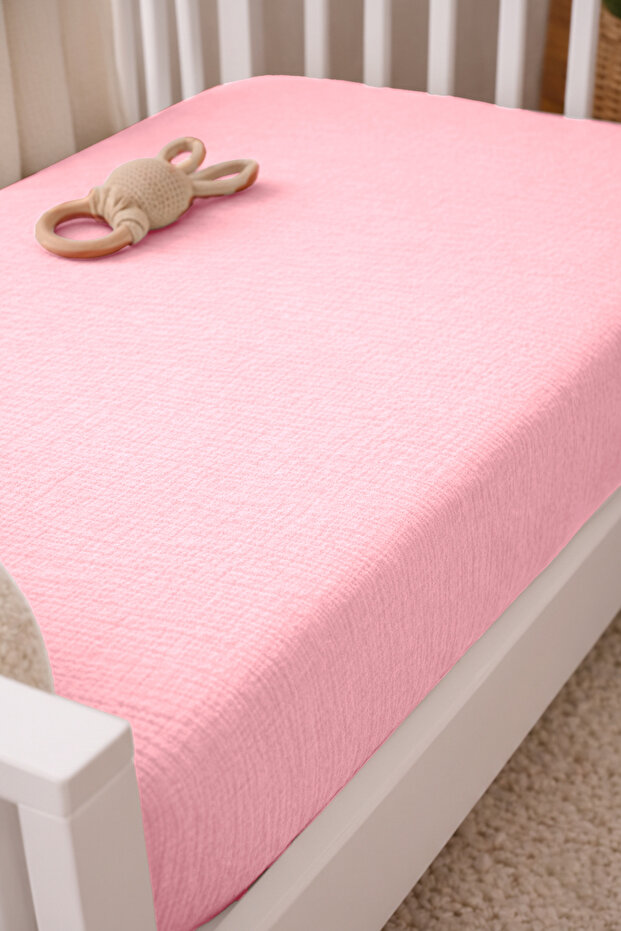 100% Organic Cotton 2 Layer Muslin Elastic Baby Sheet 70X140 cm | Breathable Soft Crib Sheet