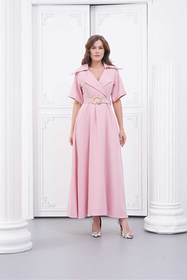 Krep Yakalı Elbise - 4