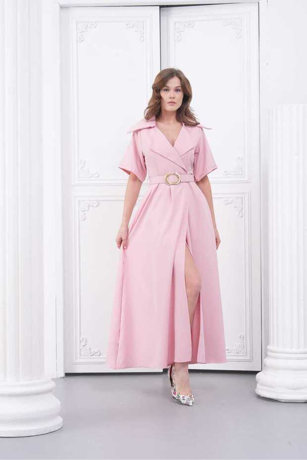 Krep Yakalı Elbise - 2