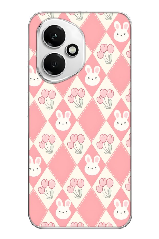 Honor 400 Compatible Transparent Phone Case with Rabbit and Tulip Pattern